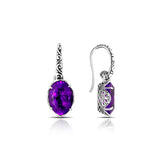 AE-6112-AM Sterling Silver Earring With Amethyst Q. Jewelry Bali Designs Inc